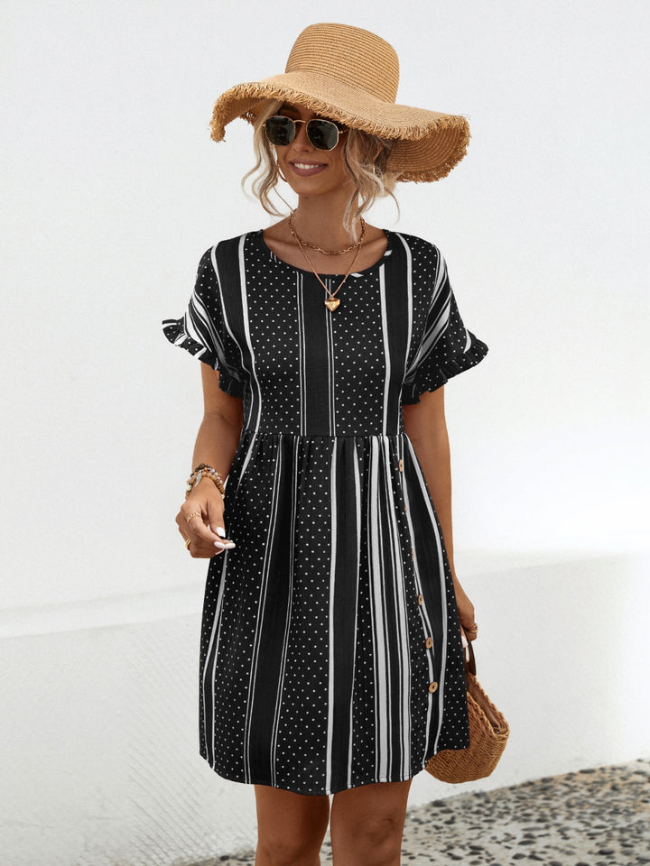 EJC BLACK STRIPED MINI DRESS