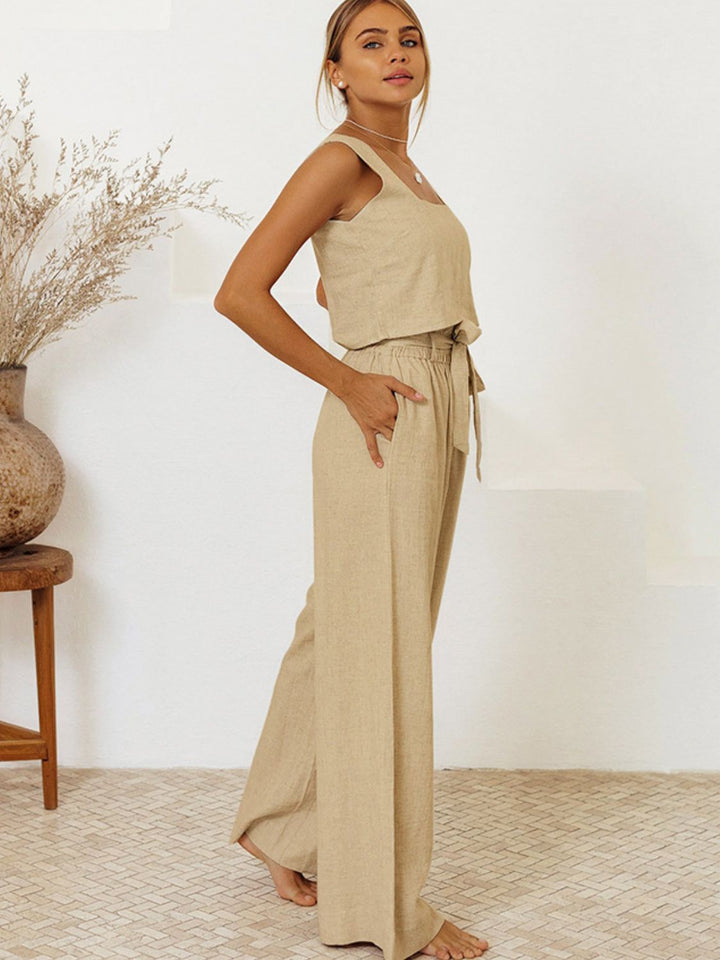 EJC Square Neck Sleeveless Top and Pants Set