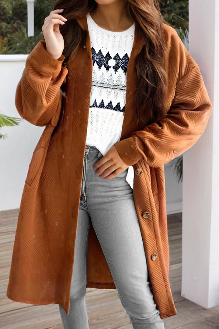 EJC Textured Button Down Collared Neck Coat