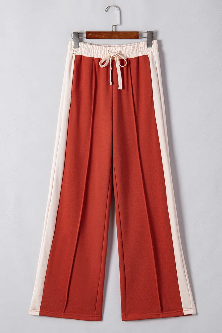 EJC Drawstring Contrast Wide Leg Pants