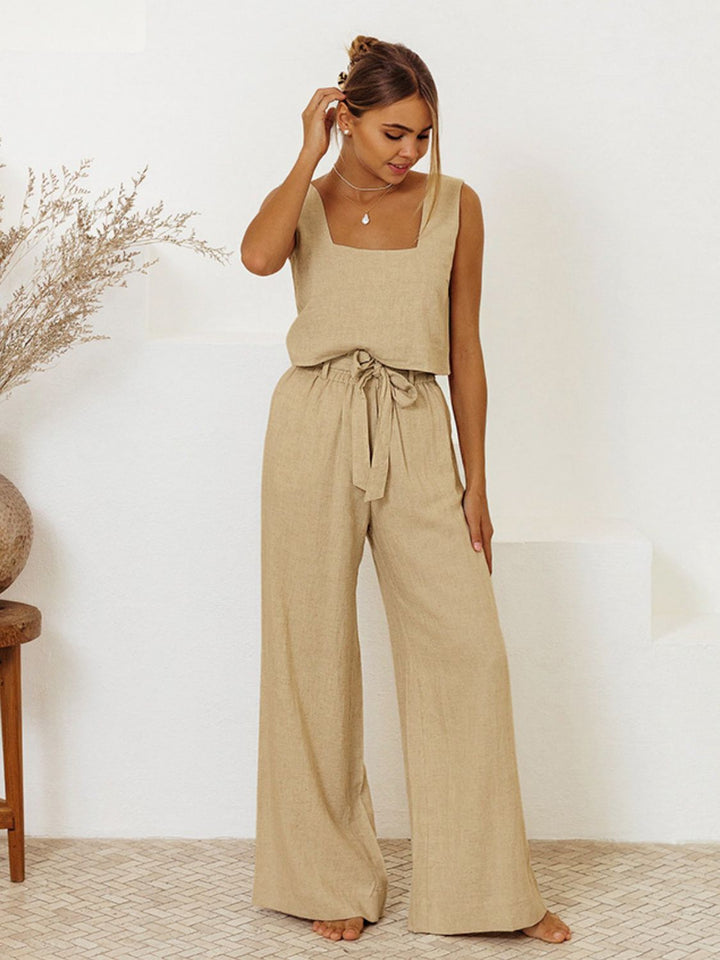 EJC Square Neck Sleeveless Top and Pants Set