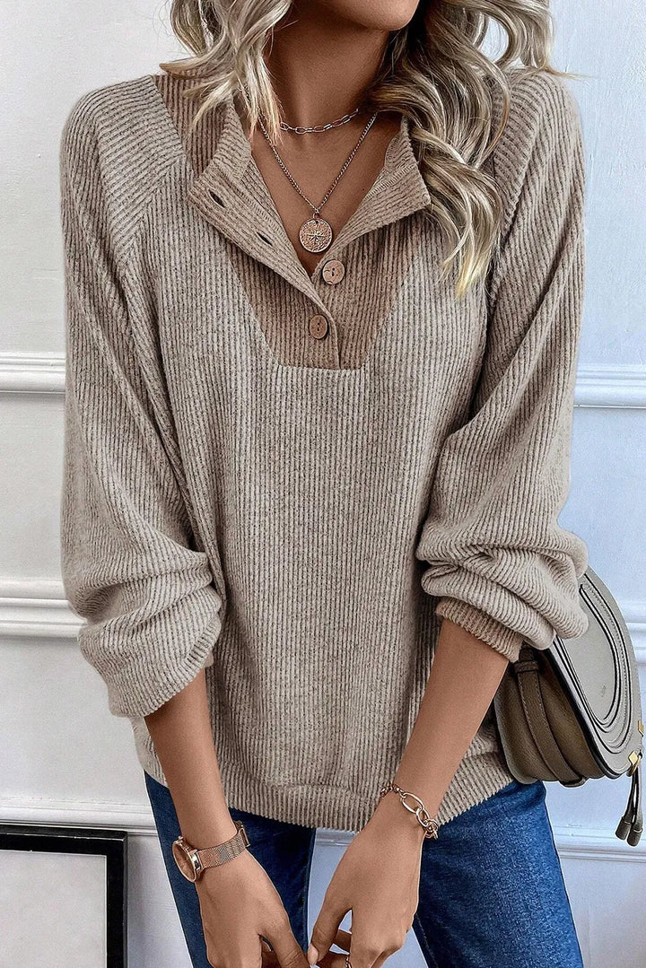 EJC Quarter Buttoned Long Sleeve Blouse