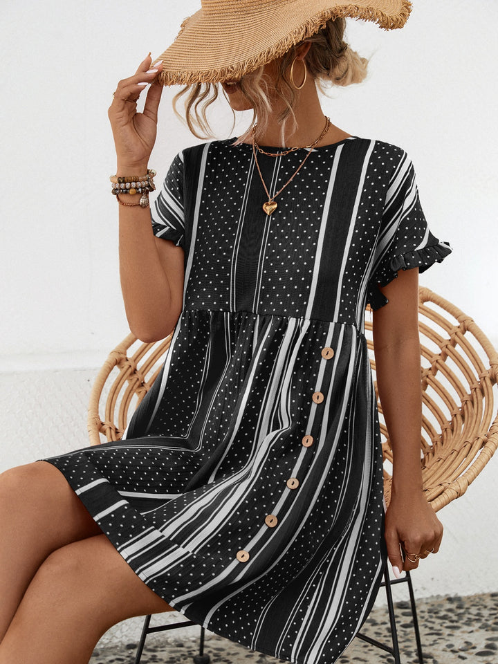 EJC BLACK STRIPED MINI DRESS