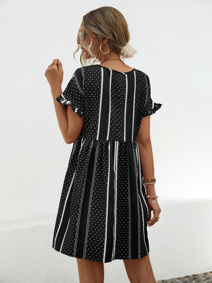 EJC BLACK STRIPED MINI DRESS