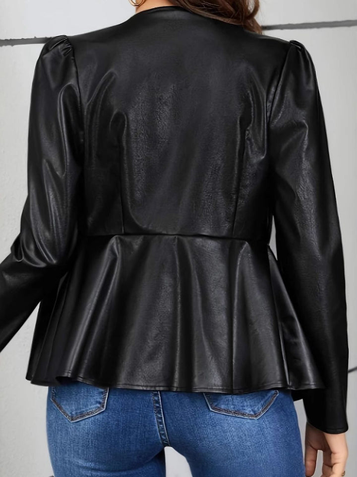 EJC Peplum Zip Up Long Sleeve Jacket