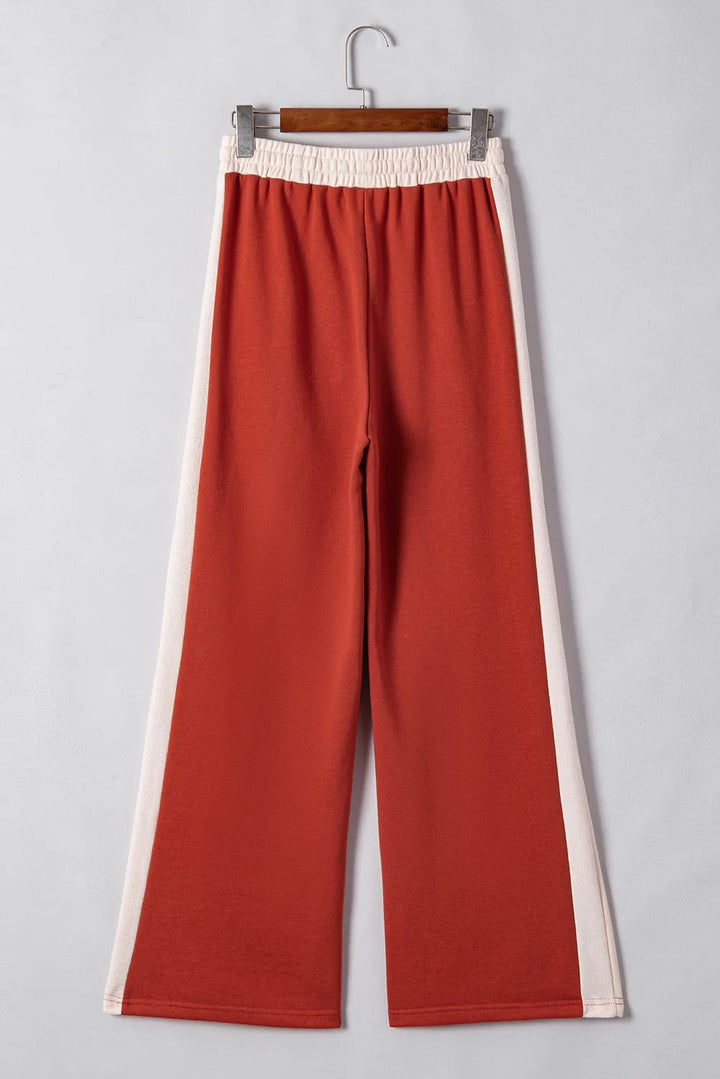 EJC Drawstring Contrast Wide Leg Pants