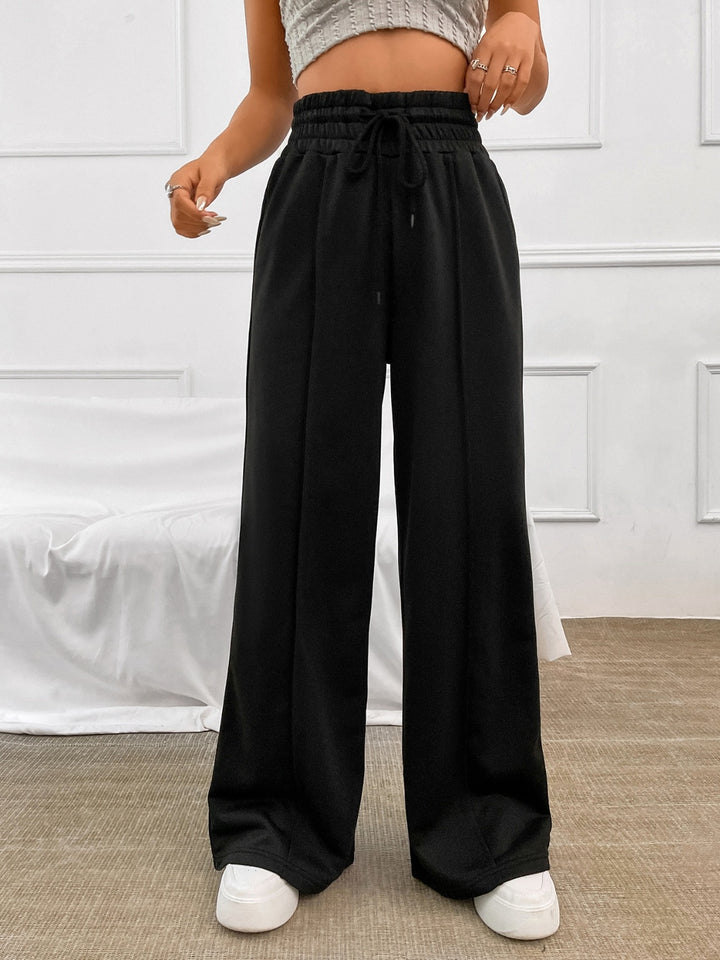 EJC Honey Drawstring Elastic Waist Wide Leg Pants