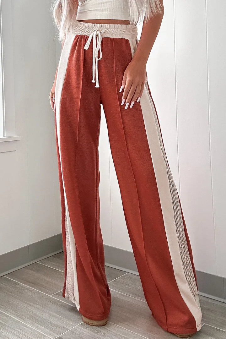 EJC Drawstring Contrast Wide Leg Pants