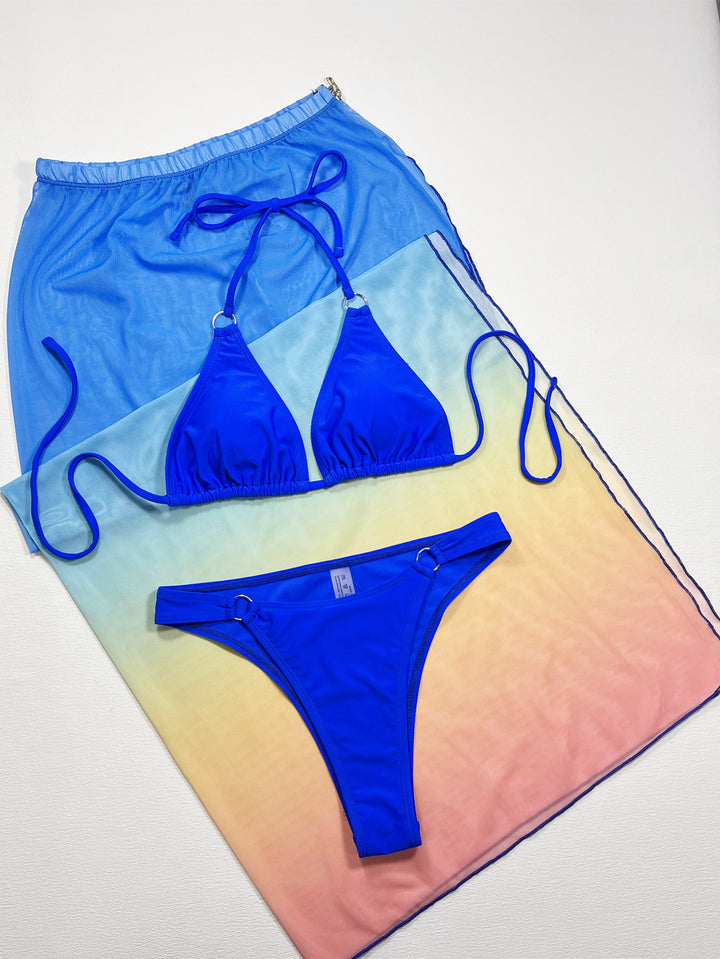 EJC Gradient Halter Neck Three-Piece Swim Set