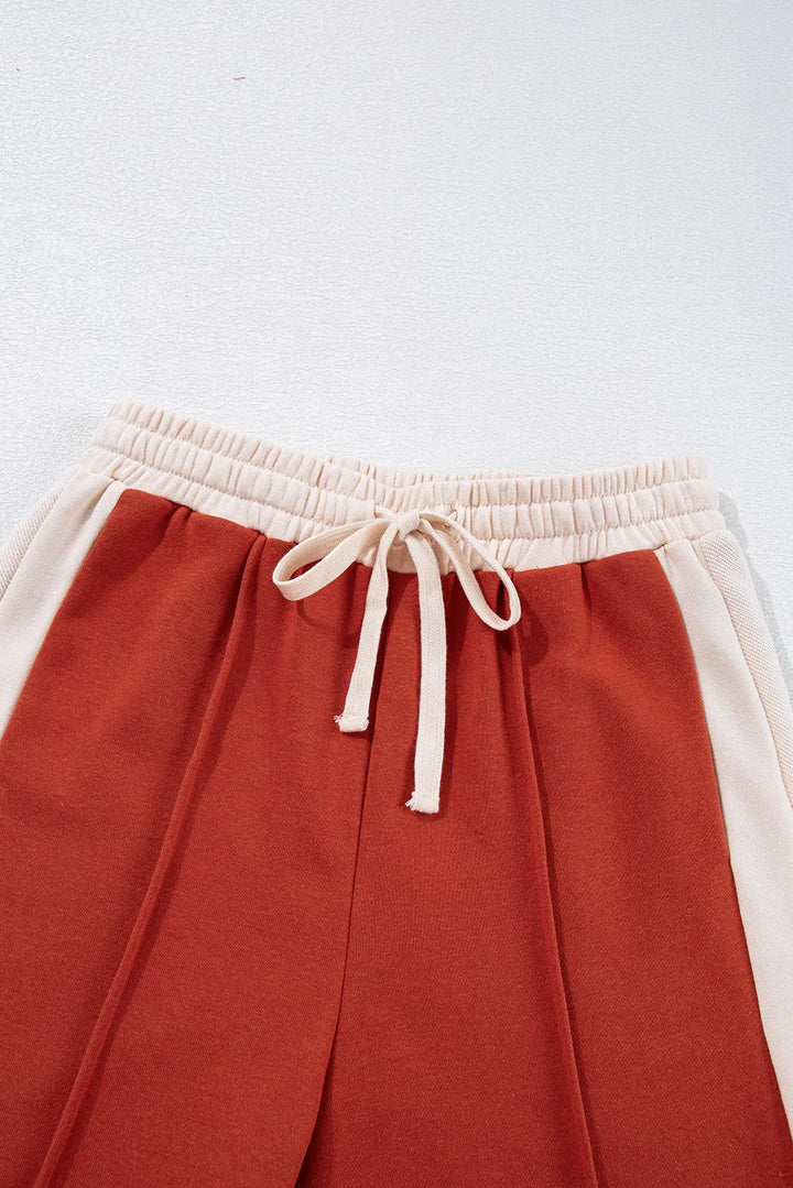 EJC Drawstring Contrast Wide Leg Pants