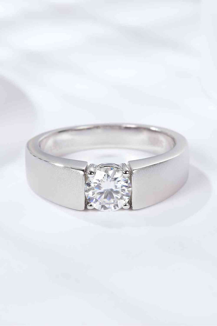 EJC 925 Sterling Silver 1 Carat Moissanite Ring
