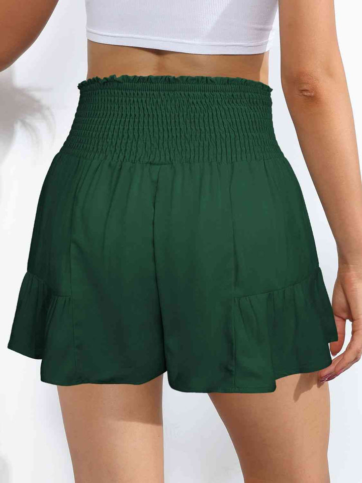 EJC Smocked Tie-Front High-Rise Shorts