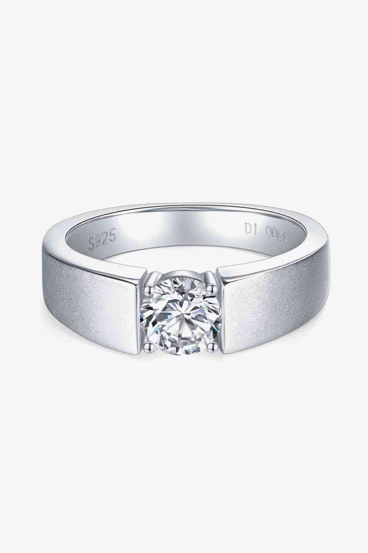 EJC 925 Sterling Silver 1 Carat Moissanite Ring