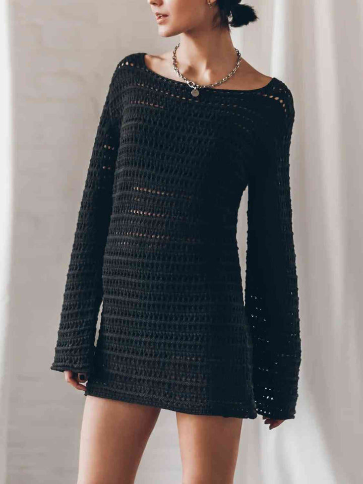 EJC Openwork Tied Open Back Sweater