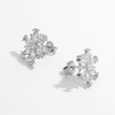 EJC Sterling Silver Zircon Snowflake Earrings