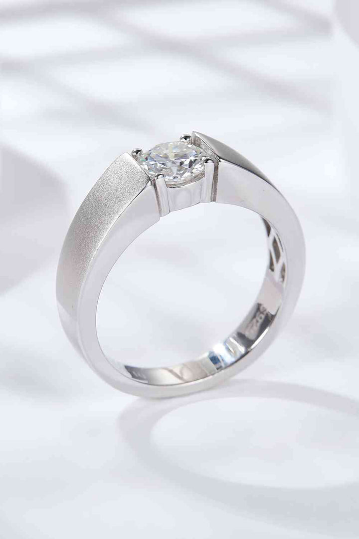 EJC 925 Sterling Silver 1 Carat Moissanite Ring