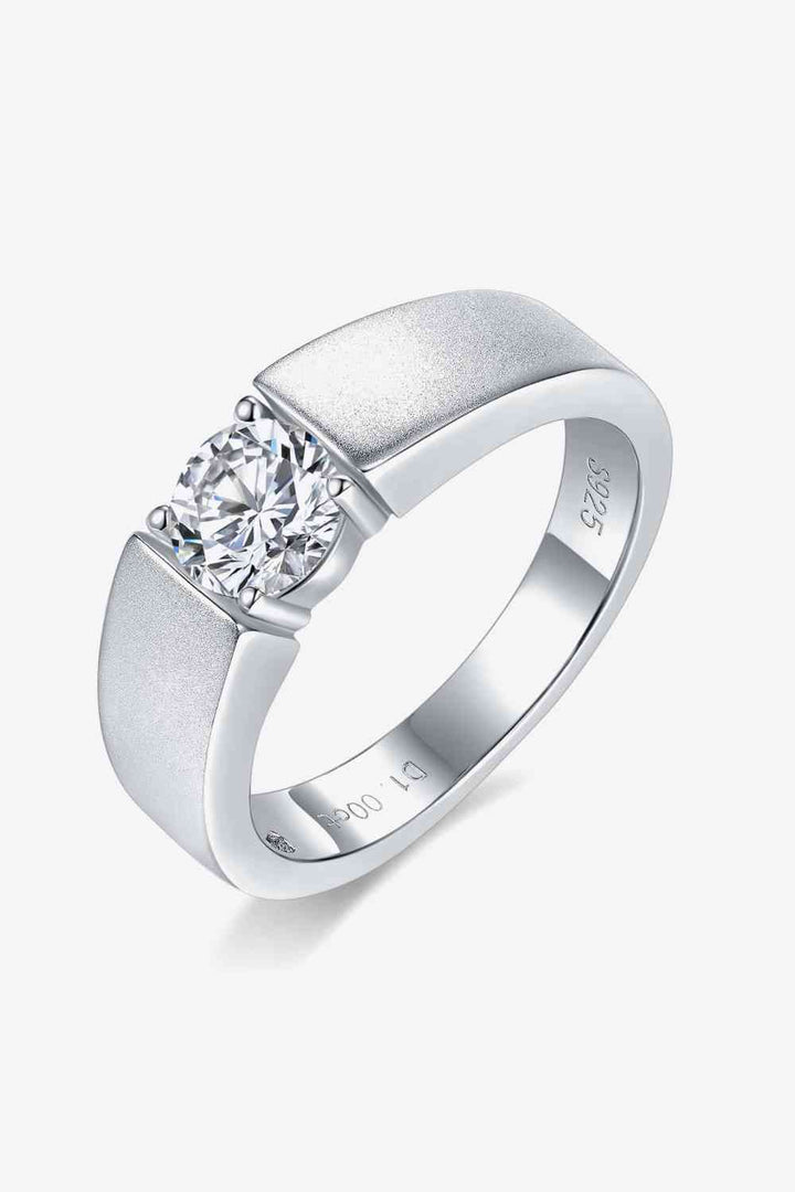EJC 925 Sterling Silver 1 Carat Moissanite Ring