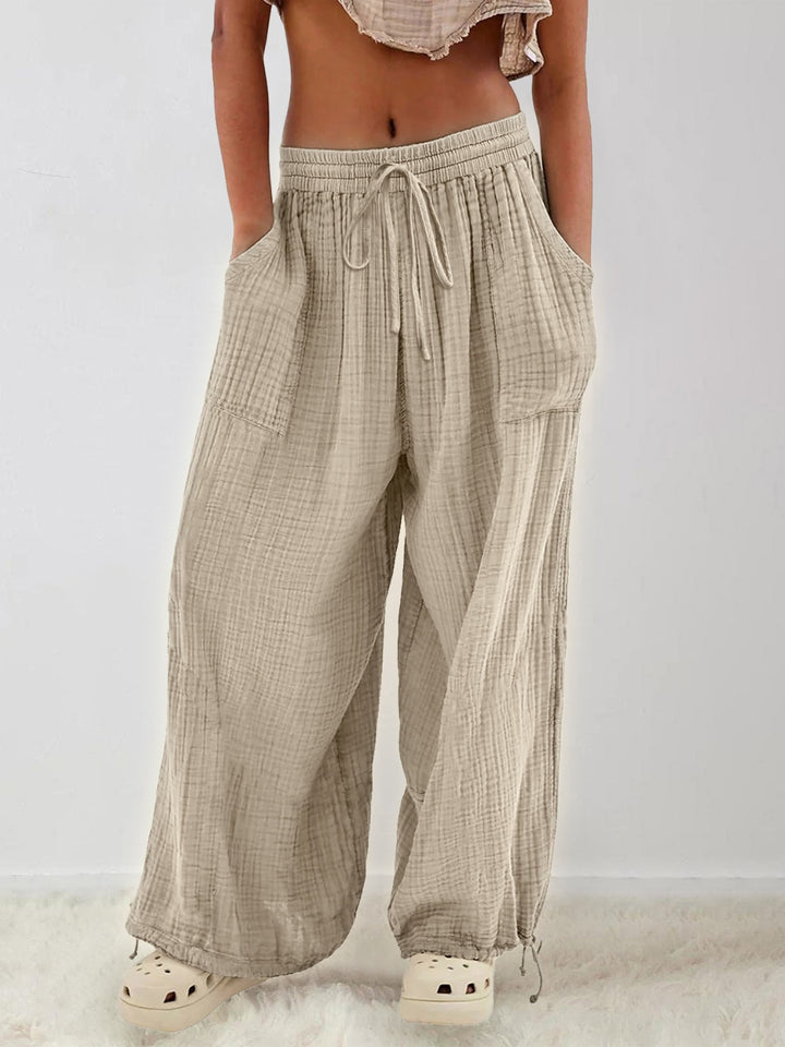 EJC Textured Tied Pants with Pockets