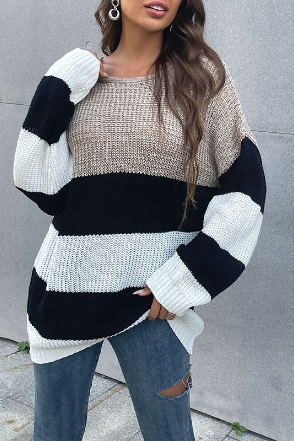 EJC Striped Lightweight Knit Sweater