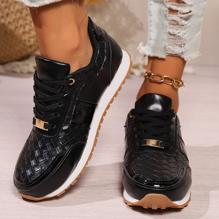 EJC LACE-UP PU LEATHER SNEAKERS