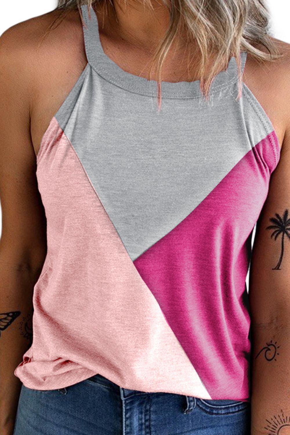 EJC Color Block Grecian Neck Tank