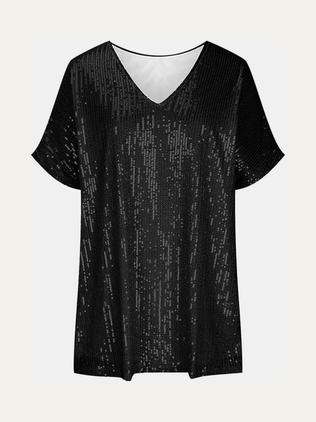 EJC Sequin V-Neck Short Sleeve Top