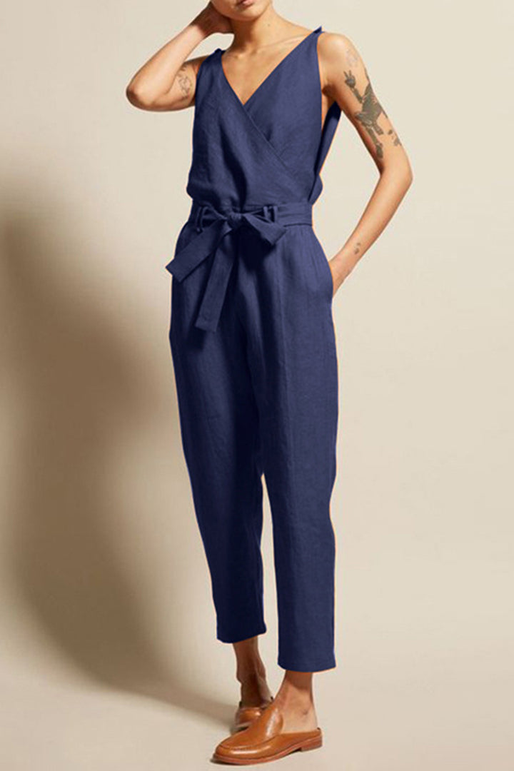 EJC Surplice Sleeveless Jumpsuit