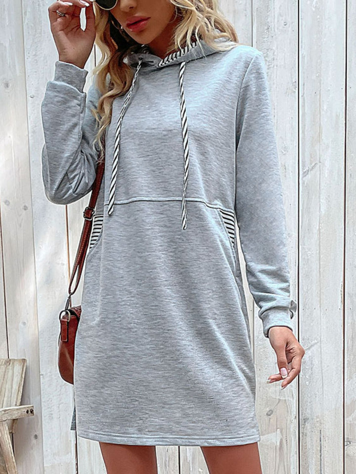 EJC Striped Drawstring Long Sleeve Hoodie