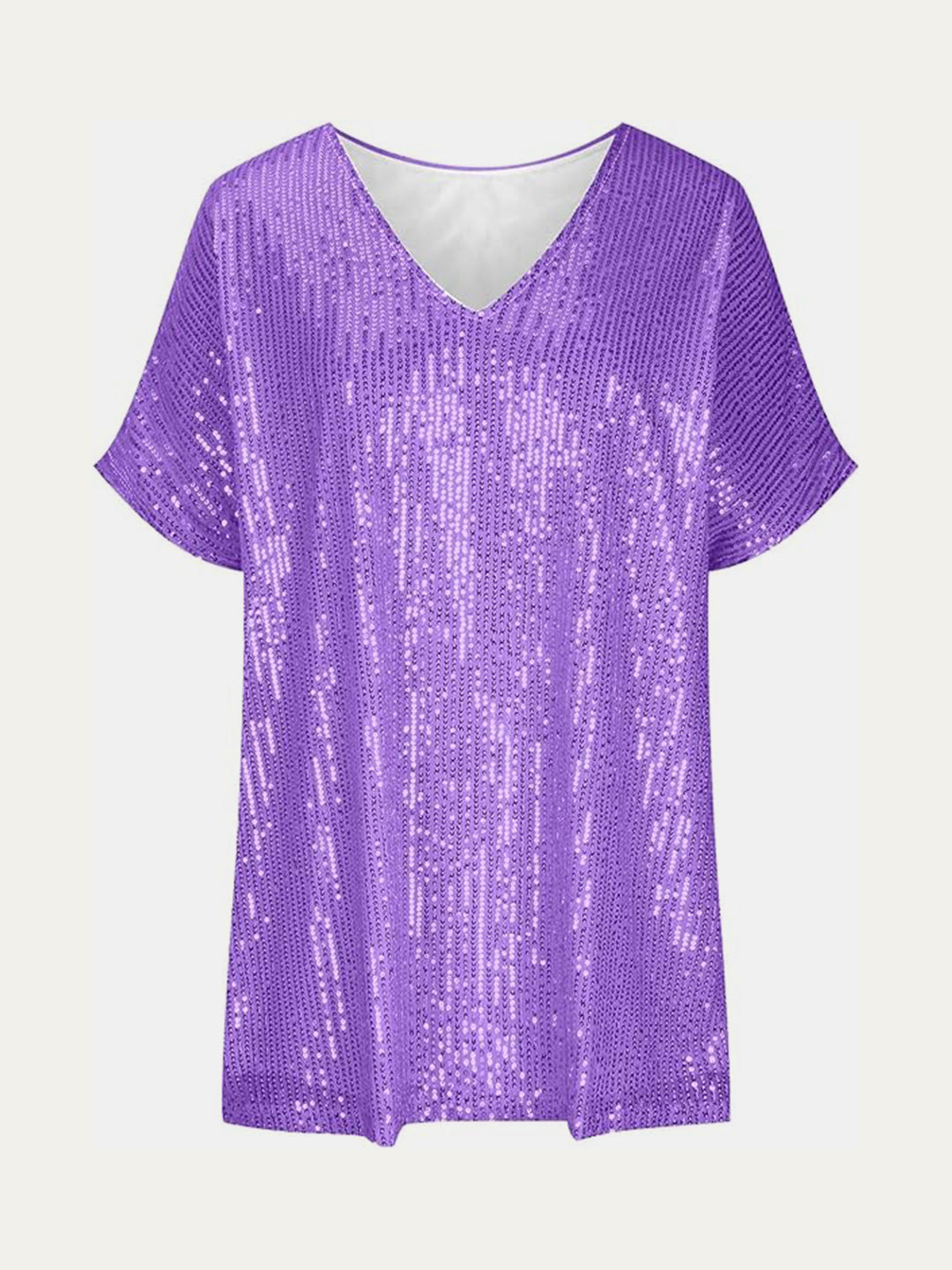 EJC Sequin V-Neck Short Sleeve Top