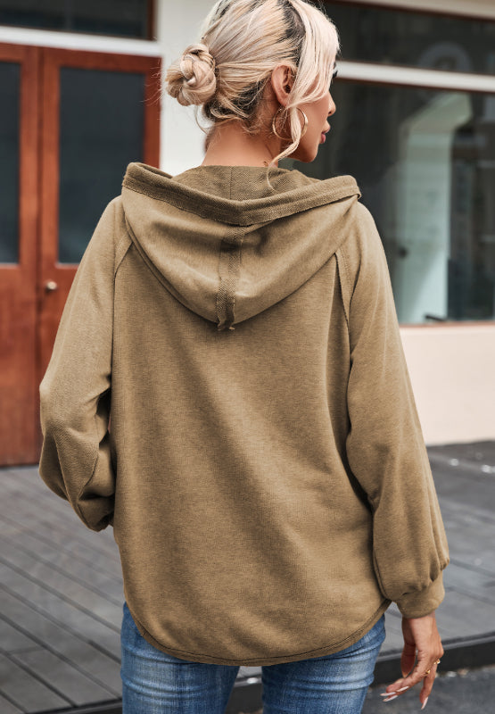 EJC Waffled Knit Drawstring Hoodie