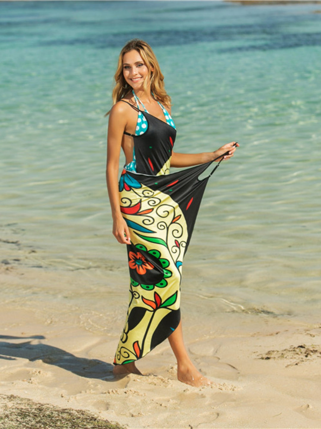 EJC Printed Spaghetti Strap Cover Up