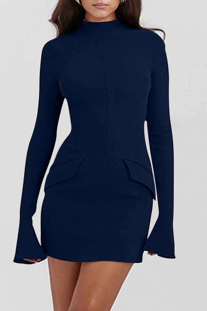 EJC Mock Neck Long Sleeve Mini Dress