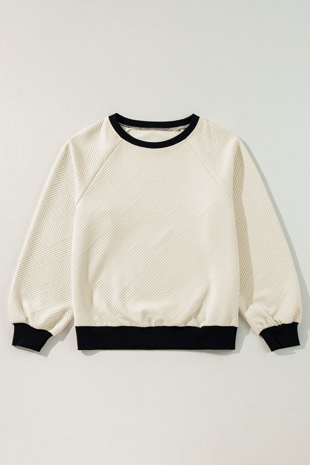 EJC Texture Contrast Long Sleeve Sweatshirt