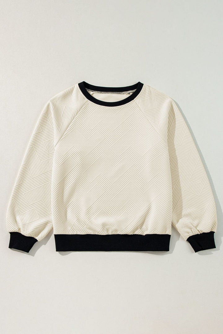 EJC Texture Contrast Long Sleeve Sweatshirt