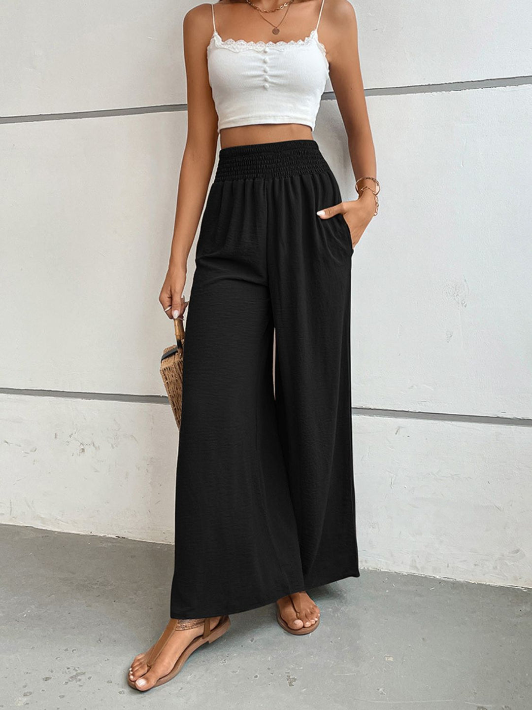 EJC Wide Waistband Relax Fit Long Pants