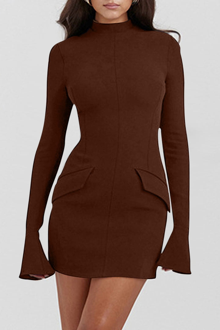 EJC Mock Neck Long Sleeve Mini Dress