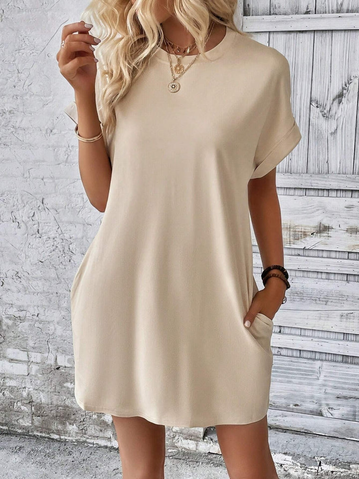 EJC Round Neck Short Sleeve Mini Dress