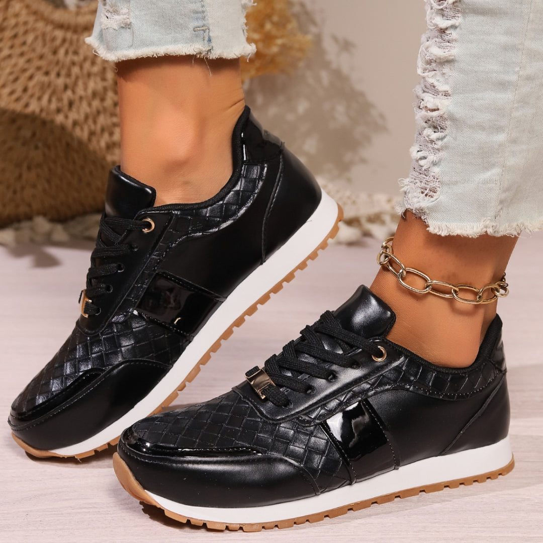 EJC LACE-UP PU LEATHER SNEAKERS