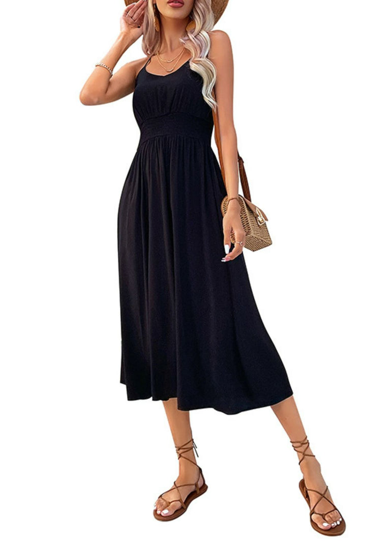 EJC Spaghetti Strap Scoop Neck Midi Dress