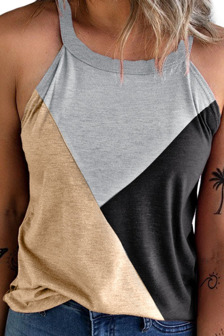 EJC Color Block Grecian Neck Tank