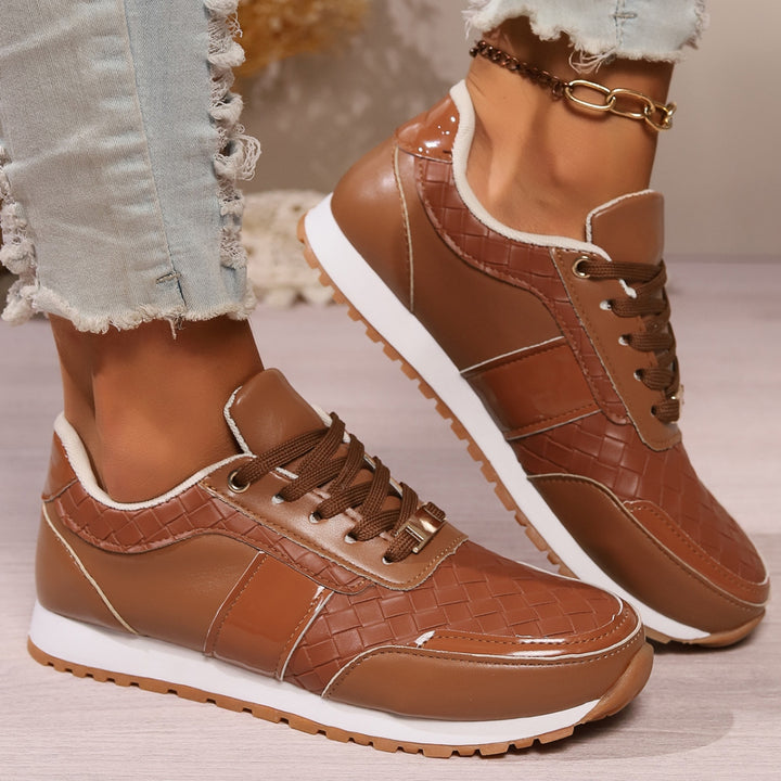 EJC LACE-UP PU LEATHER SNEAKERS