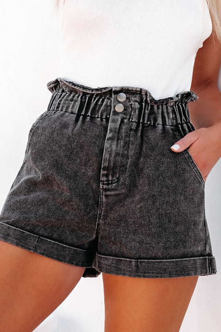 EJC Paperbag Waist Denim Shorts with Pockets