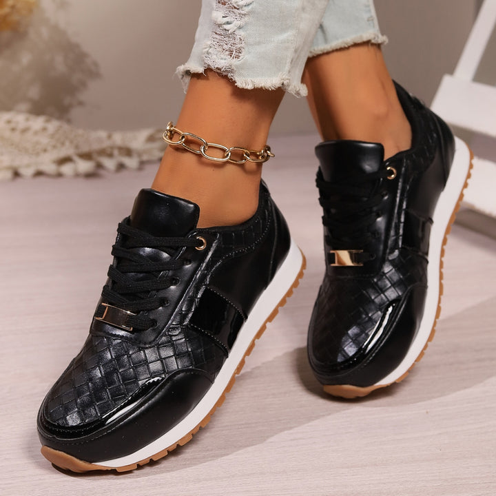 EJC LACE-UP PU LEATHER SNEAKERS