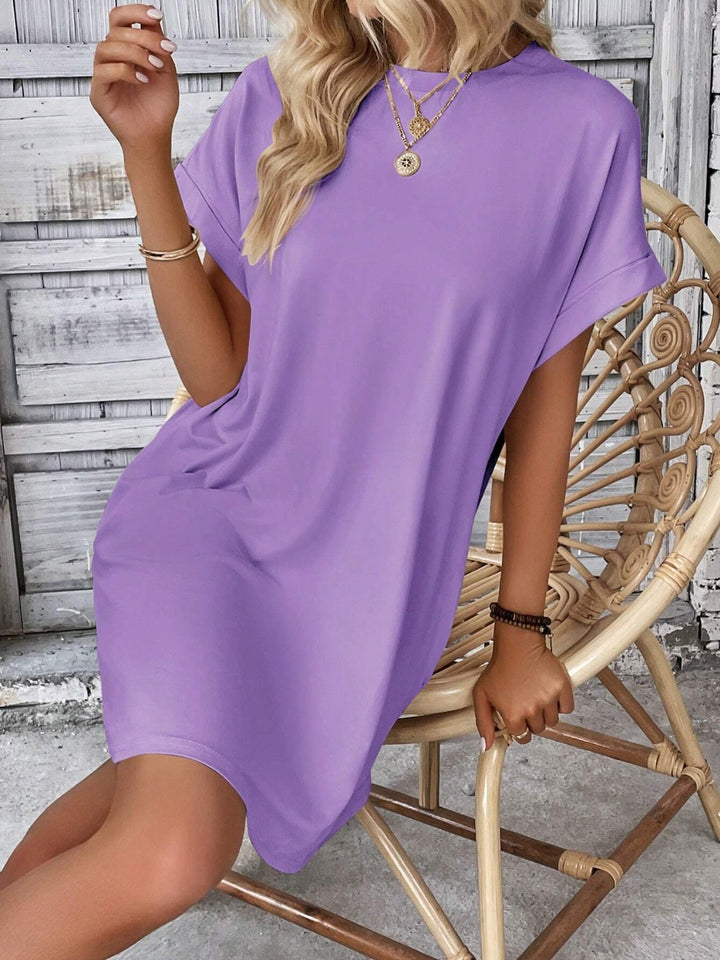 EJC Round Neck Short Sleeve Mini Dress