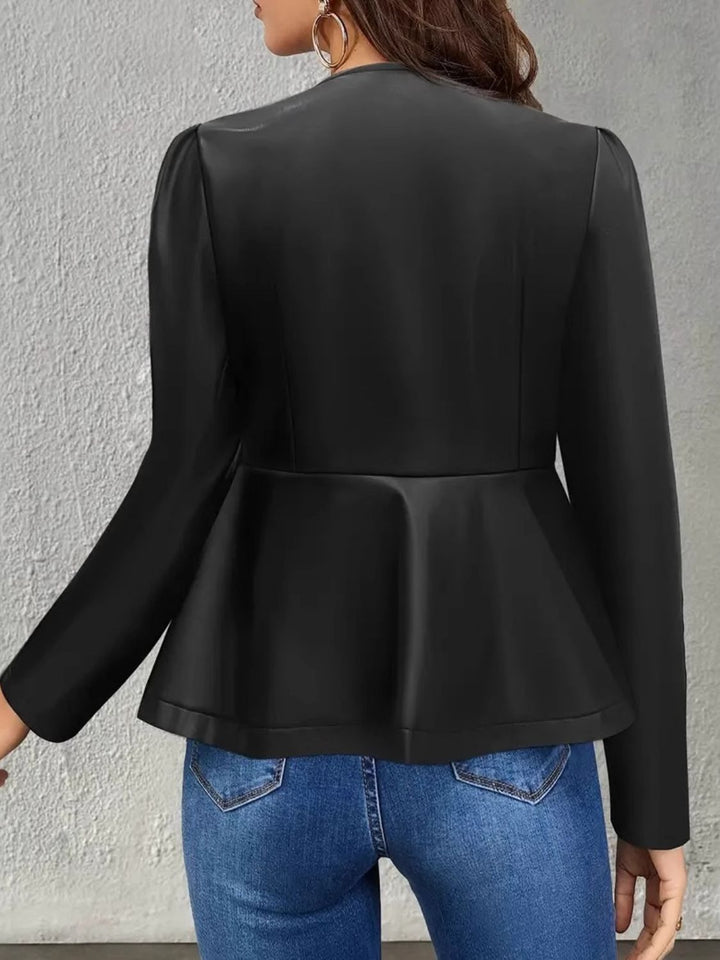 EJC Peplum Zip Up Long Sleeve Jacket