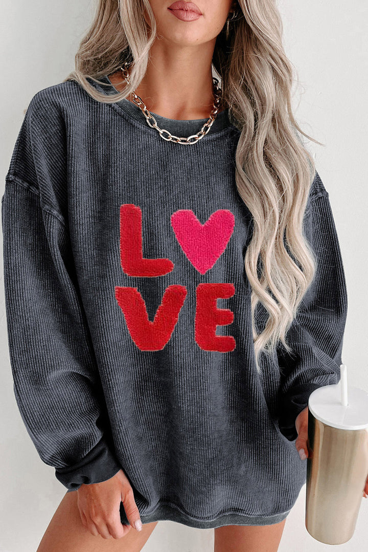 EJC LOVE Round Neck Dropped Shoulder Sweatshirt