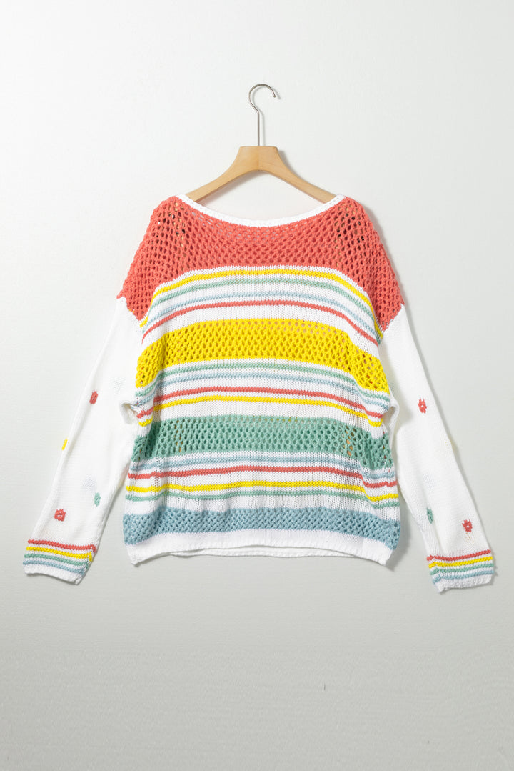 EJC Striped Color Block Round Neck Sweater