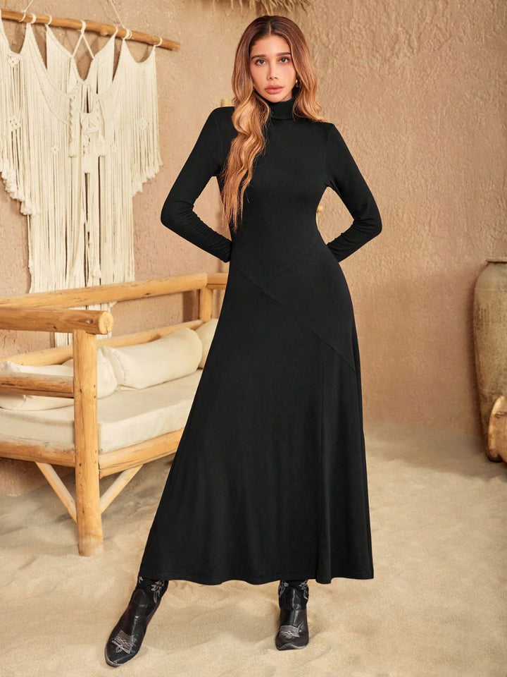 EJC Turtleneck Long Sleeve Maxi Dress