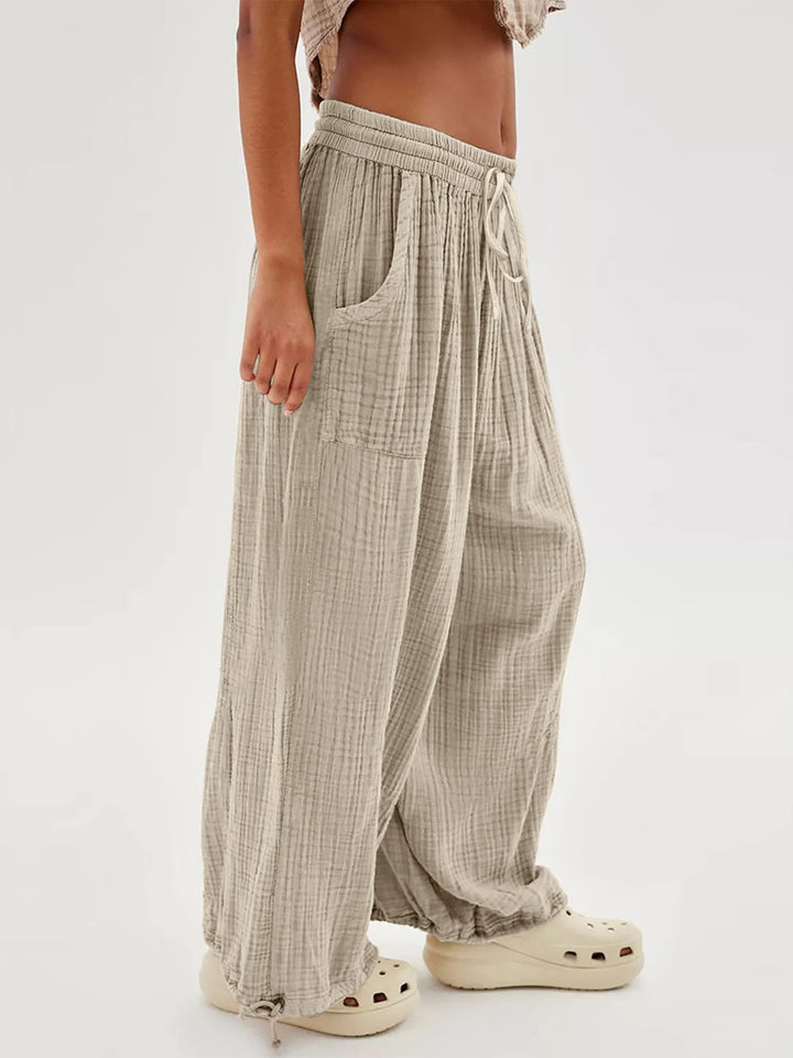 EJC Textured Tied Pants with Pockets