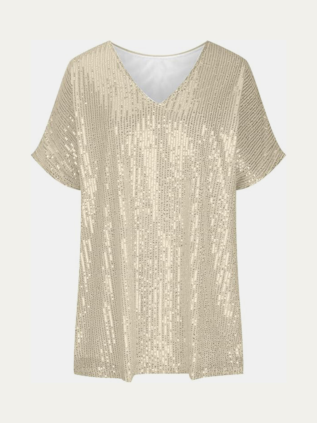 EJC Sequin V-Neck Short Sleeve Top